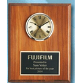 Walnut Square Edge Solid Wood Plaque w/ Clock (7"x9")